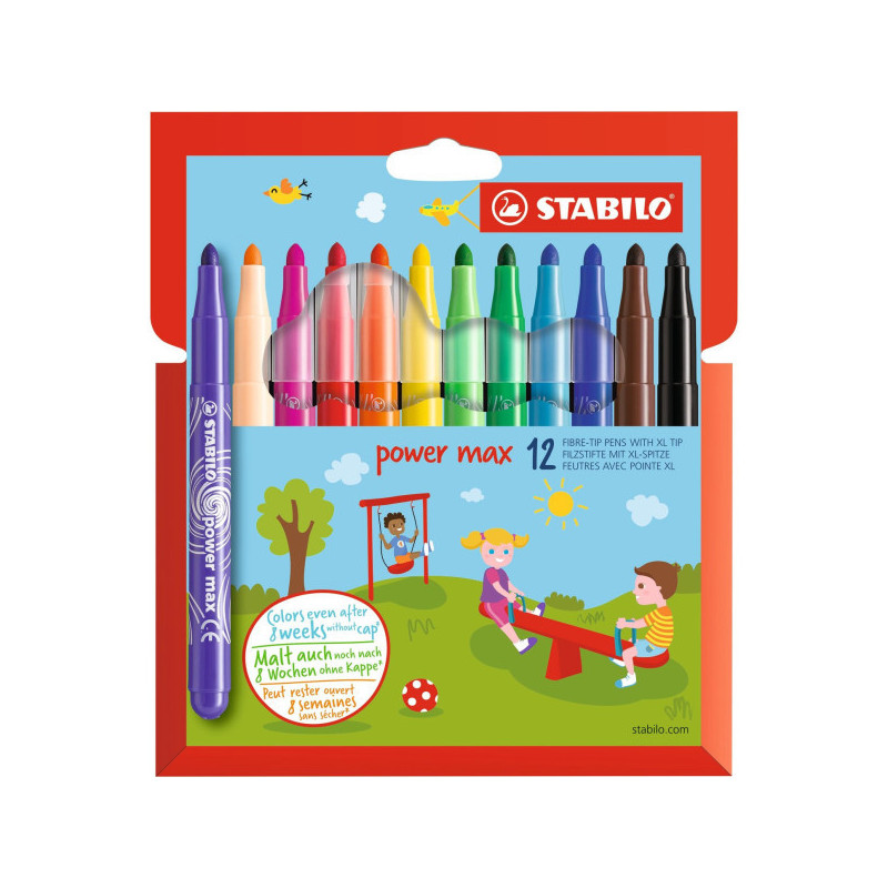 Feutres de coloriage lavables 12 couleurs - Stabilo Feutres de coloriage lavables 12 couleurs - Stabilo