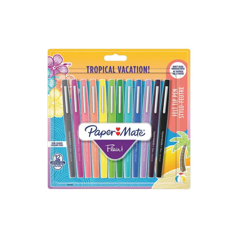 Feutres pointe moyenne 12 couleurs - Paper Mate Feutres pointe moyenne 12 couleurs - Paper Mate