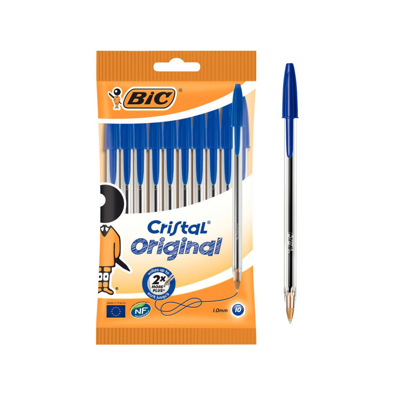 Pack de 10 stylos bille bleus - Bic Pack de 10 stylos bille bleus - Bic