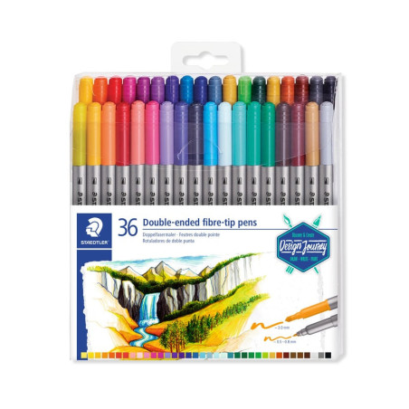 Boîte de feutres double pointe 36 couleurs